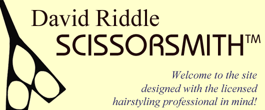David Riddle Scissorsmith trademark logo, a site for sharpening and sales of professional hair scissors and shears.